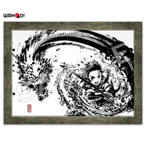 Detailed Japanese traditional Ink Art featuring your favorite character from Demon Slayer! Measures approx 18.5" W x 13.5" H including frame. Tanjiro Demon Slayer, Anime Release, Latest Anime, Traditional Ink, Fantasy Theme, Pretty Guardian Sailor Moon, Sumi E, Panel Art, Anime Sketch