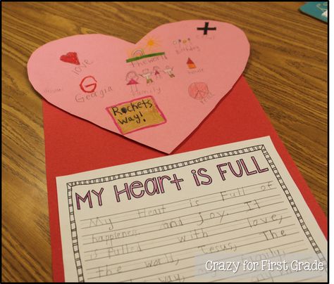 My Heart is Full {a writing freebie} | Crazy for First Grade | Bloglovin’ Valentines Writing Activities, Valentine Writing, Valentines Writing, Kindergarten February, Pinterest Valentines, February Classroom, Kindergarten Valentines, February Ideas, Teaching Holidays