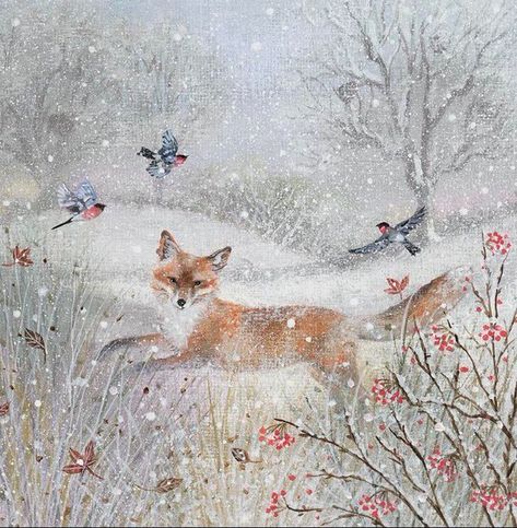 Art Motivation, Woodland Art, Original Paintings For Sale, Winter Illustration, Wildlife Prints, Animal Illustrations, Fox Art, Winter Art, Wildlife Art