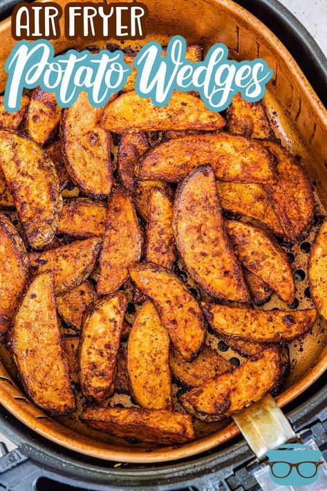 Air Fryer Potato Wedges - The Country Cook Potato Wedges In Air Fryer, Wedges In Air Fryer, Grilled Potato Wedges, The Country Cook Recipes, Air Fryer Potato Wedges, Air Fryer Sides, Seasoned Potato Wedges, Air Fryer Veggies, Air Fry Potatoes