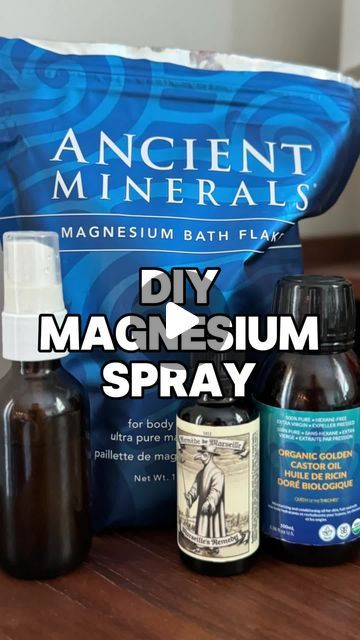 Dad's Organic Market on Instagram: "DIY Magnesium Spray 😍⁠ ⁠ For muscle relaxation, for deodorizing your pits, for a nice room spray if you want... this easy recipe is quick to make and enjoyable to use!⁠ ⁠ To a small mason jar, add:⁠ 1/2 cup magnesium flakes⁠ 1/2 cup distilled water⁠ (shake until dissolved)⁠ ⁠ Then add:⁠ 1/2 tsp castor oil⁠ 6-10 drops essential oil of choice (we LOVE Thieves)⁠ (shake until dissolved)⁠ ⁠ Funnel into a glass spray bottle (we carry everything you see in this video btw!) and ENJOY!⁠ ⁠ #diymagnesiumspray #magnesiumspray #relaxationspray #magnesium #diymagnesiumdeoderant⁠ ⁠ @ancient.minerals" Magnesium Brine Diy, Diy Magnesium Spray From Flakes, Diy Magnesium Oil Spray, Magnesium Spray Deodorant, How To Make Magnesium Spray, Magnesium Oil Spray Recipe, Homemade Magnesium Spray, Magnesium Spray Recipe, Magnesium Spray Diy