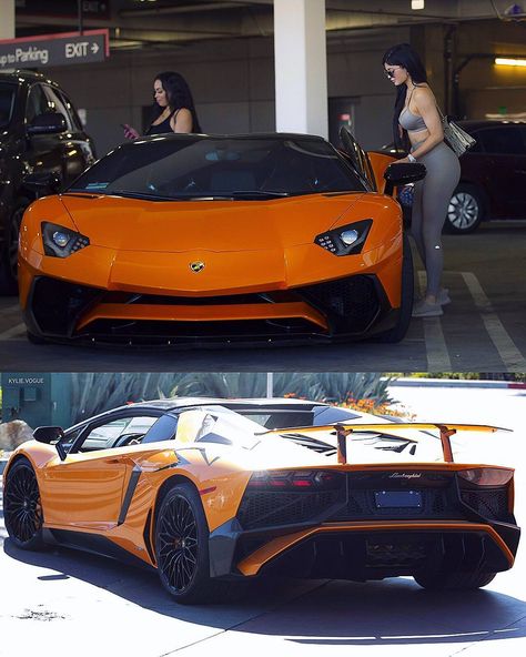 Pinterest: Kylizzz Kylie Jenner Cars, Kylie Jenner Ferrari, Kylie Jenner Car, Lamborghini Aventador Sv Roadster, Orange Lamborghini, Kylie And Travis Scott, Kylie Jenner House, Kylie And Travis, Jenner Girls