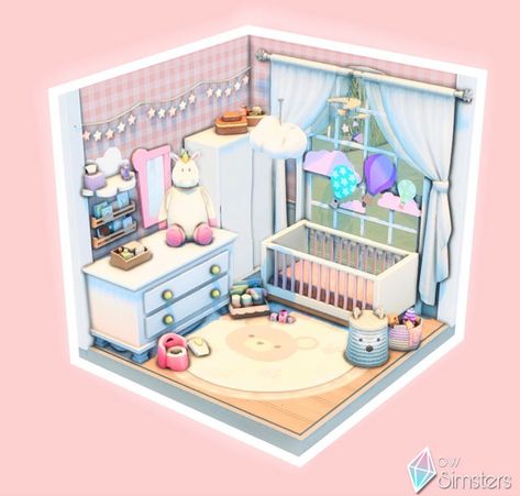 Base Game Nursery Sims 4, Sims 4 Infant Room Ideas Base Game, Sims 4 Nursery Ideas, Infant Room Ideas, Sims Freeplay Houses, Newborn Room, Sims 4 Challenges, Play Sims 4, House Decorating Ideas Apartments