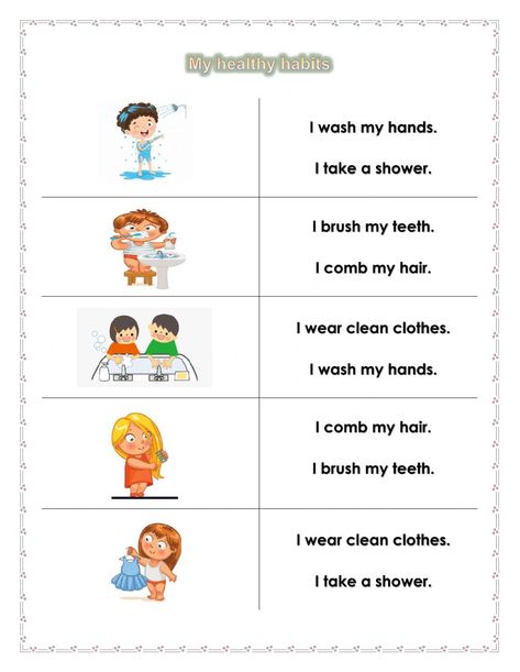 Personal Hygiene Ficha interactiva Hygiene Worksheets For Kids, Personal Hygiene For Kids, Personal Hygiene Worksheets, Hygiene For Kids, Good Personal Hygiene, Personal Hygiene Activities, Hygiene Lessons, 3rd Grade Worksheets, Kids Hygiene