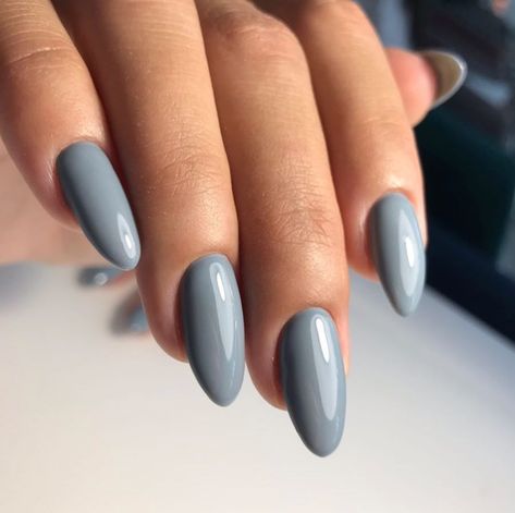 Grey And Navy Nails, Steel Grey Nails, Navy And Gray Nails, Bluish Grey Nails, Blue Gray Nail Color, Light Blue Grey Nails, Slate Grey Nails, Dark Grey Nail Ideas, Greyish Blue Nails