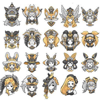 ArtStation - koyii kong Logo Design Typography, Portrait Design, Concept Art Character, Cute Doodle Art, Game Character Design, Character Design Animation, Badge Design, Anime Character Drawing, Character Design References