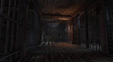 ArtStation - Ship Jail (Mortal Kombat X), Dennis Glowacki Pirate Ship Prison Cell, Fantasy Prison Cell Concept Art, Jail Concept Art, Dipper E Mabel, Prison Art, Episode Interactive Backgrounds, Anime Places, Dark Castle, Set Dressing