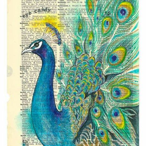 Sheet Music Art, Gcse Art Sketchbook, Animal Illustration Art, Into The Blue, Mixed Media Art Canvas, Book Page Art, Book Artwork, Watercolor Books, Dictionary Art Print