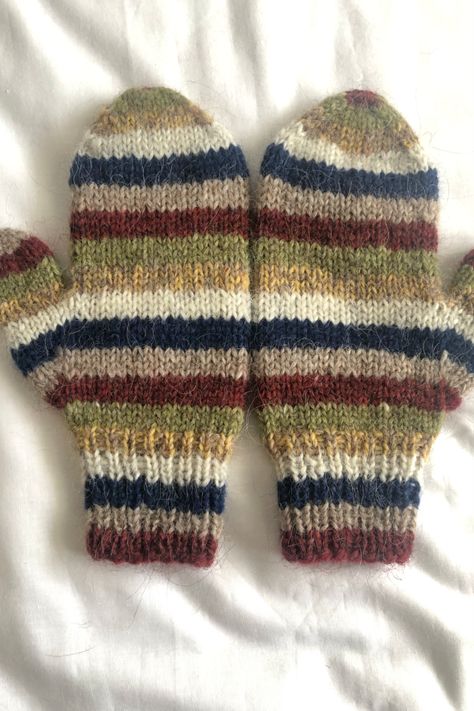 Hand knitted mittens from two strands of un spun Icelandic sheep wool. Measurement length 27 cm width 10,8 cm the mittens stretch a little. #mittens #woolmittens #icelandicmittens #icelandicwoolmittens #handknit #loveknit #loveartandknit #unisexmittens #adultmittens #wintermittens #waterrepellant #sheepwool #sheepwoolmittens #unspunwool #lopi #lopavettlingar Icelandic Sheep, Hand Knit Mittens, Knitted Mittens, Fall Stuff, Winter Mittens, Wool Mittens, Group Boards, Knit Mittens, Sheep Wool