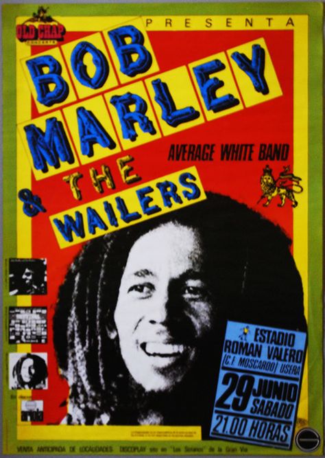 Bob Marley & The Wailers, Usera (Madrid), 29 de junio 1980 Reggae Music Posters, Bob Marley And The Wailers, Bob Marley Poster, Reggae Art, Bob Marley Music, Bob Marley Art, Spain Tour, Rock & Roll, Tour Poster