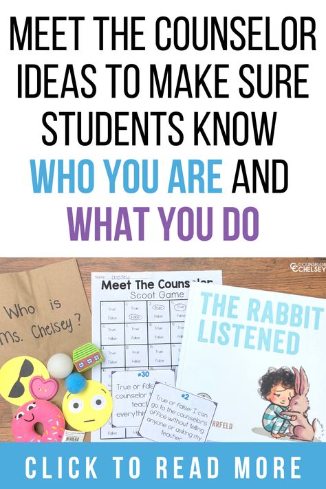 These Meet The Counselor activities are perfect for your back to school counseling lessons. Students will learn the role of the school counselor and how you can help with their social, emotional and academic needs. Use these at the beginning of the year in your classroom lessons! Beginning Of The Year School Counseling, Counselor Introduction Lesson, Intro To School Counselor Lesson, Meet The School Counselor Activities, Meet The Counselor Middle School, What Does A School Counselor Do, Meet The Counselor Lesson, Elementary Guidance Counselor, School Counselor Introduction Lesson