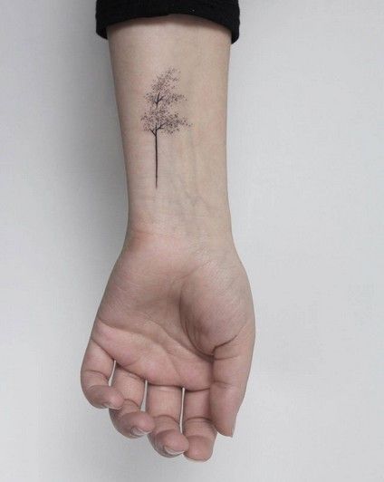 2018 Tattoo Tiny Tree Tattoo, Simple Tree Tattoo, Tree Tattoo Forearm, Shape Tattoo, Handpoke Tattoo, Stick N Poke Tattoo, Hand Poked Tattoo, Botanical Tattoo, E Tattoo