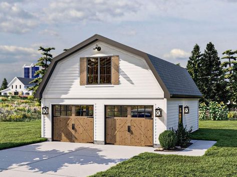 Barn Garage Plans, Barn Style Garage, Garage Plans With Loft, 2 Car Garage Plans, Gambrel Barn, Barn Plan, Loft Plan, Garage Loft, Car Barn