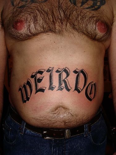 Stomach Tattoos For Girls, Weirdo Tattoo, Stomach Tattoo Ideas, Girl Stomach Tattoos, Tattoo On Stomach, Old English Tattoo, Tattoo Words, Script Tattoos, Stomach Tattoo