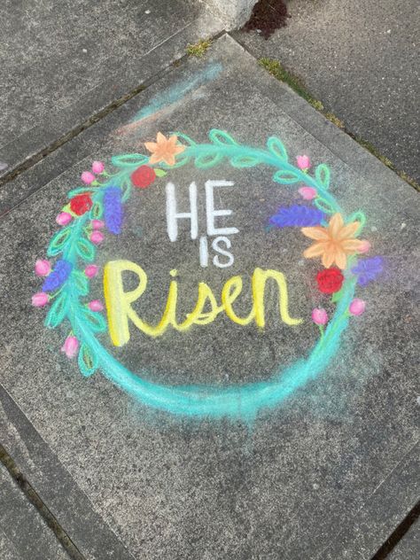 Easter Sidewalk Chalk Art Ideas, Easter Chalk Ideas Outside, Easter Sidewalk Chalk Art, Easter Chalk Art, Christian Sidewalk Chalk Art, Christian Chalk Art, Sidewalk Chalk Art Ideas, Sidewalk Chalk Encouragement, Unicorn Sidewalk Chalk Art