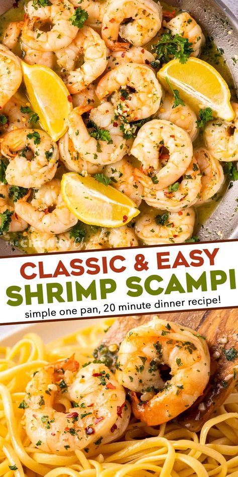 Classic Shrimp Scampi - The Chunky Chef Butter Wine Sauce, Classic Shrimp Scampi, Pasta Shrimp, Easy Shrimp Scampi, Shrimp Scampi Pasta, The Chunky Chef, Scampi Pasta, Sea Foods, Chunky Chef