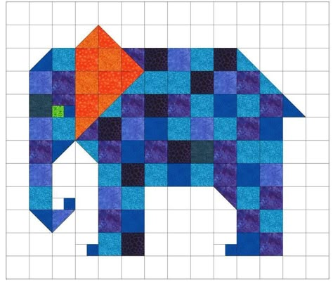 Quilting Animal Patterns, Elephant Quilt Block Pattern Free, Pixel Elephant, Elephant Quilt Pattern, Teddy Bear Quilt Pattern, Elephant Quilt Block, Animal Quilt Patterns, Safari Quilt, Elephant Quilts