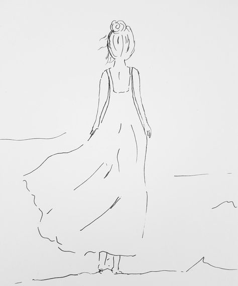 Don't look back walk art female be free alone sad happy Back Of Person Drawing, Simple Woman Drawing, Girl From Behind Drawing, Girl Walking Drawing, Silouette Drawings Person, Walking Animation, Back Drawing, Girl Drawing Easy, Don't Look Back