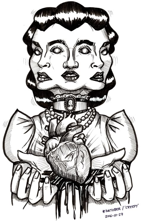 Inktober 2016 - prompt: creepy American Horror Story Tattoo, Creepy Sketches, Story Tattoo, Scary Drawings, Horror Drawing, Ancient Tattoo, Inktober 2016, Creepy Drawings, Scary Tattoos