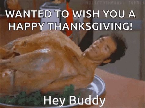 Kramer Turkey Hey Buddy GIF - KramerTurkey HeyBuddy Waves - Discover & Share GIFs Cracker Stuffing, Funny Turkey Pictures, Turkey Gif, Funny Thanksgiving Pictures, Thanksgiving Meme, Turkey Wine, Meat Sweats, Happy Thanksgiving Images, Perfect Turkey