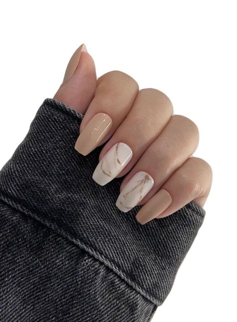 Tan Nails, Marble Light, Brown Acrylic Nails, Right Or Wrong, Simple Gel Nails, Coffin Shape, Fall Acrylic Nails, Acrylic Nails Coffin Short, Brown Nails