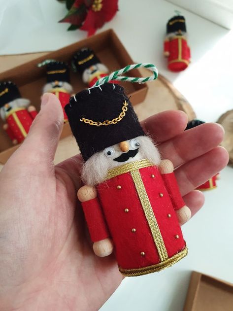 Nutcracker Felt, Felt Nutcracker, Red Nutcracker, Christmas Toy Soldiers, Xmas Tree Decoration, Nutcracker Ornaments, Felt Ornament, Xmas Tree Decorations, Cute Christmas Gifts