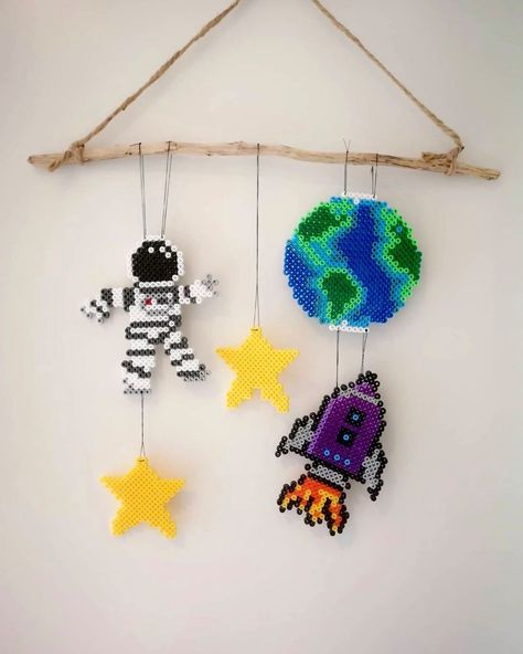 Outer Space, Perler Bead Patterns, Hama Beads, Childrens Room, Perler Beads, Beading Patterns, Pixel Art, Letting Go, Crochet Earrings