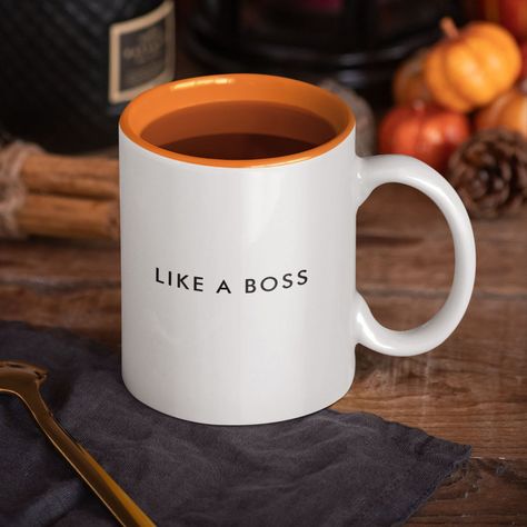 Present For Boss, Cute Typography, Coffee Mug Quotes, Orange Interior, Funny Coffee Mug, Dining Nook, Trendy Quotes, Modern Typography, Elegant Dining