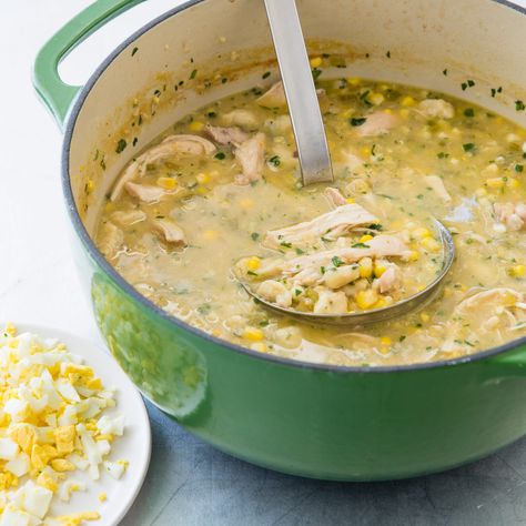 Looking for a hearty soup to satisfy your fall cravings? Our Pennsylvania Dutch Chicken and Corn Soup uses corn in three ways to maximize its sweet flavor and drops in tiny dough balls (known as rivels) for a thick and rich texture. Pennsylvania Recipes, Corn Flavors, Chicken And Corn Soup, Chicken Corn Soup, Chicken And Corn, Cooks Country, Corn Soup Recipes, Country Food, Corn Chicken