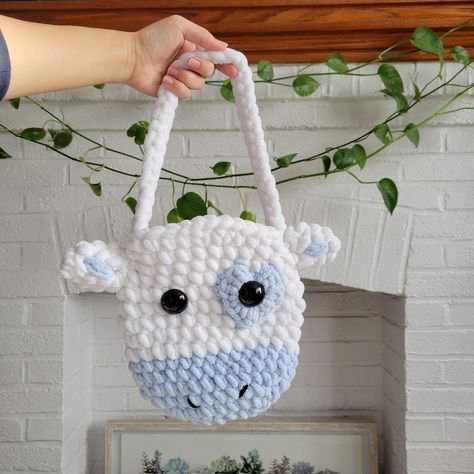 Crochet Cow Bag, Crochet Blueberry, Blueberry Cow, Eyes Crochet, Cow Halloween, Strawberry Cow, White Strawberry, Cozy Crochet Patterns, Handmade Stuffed Animals