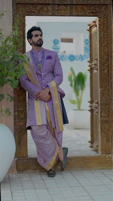 Dhoti Mens, Dhoti For Men, Sherwani Design, Ceremony Outfit, Sherwani For Men Wedding, Cradle Ceremony, Indian Groom Wear, Sherwani For Men, Kurta Men