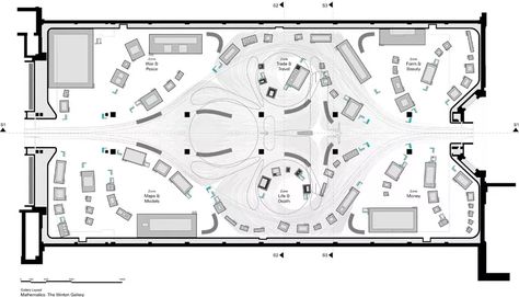 mathematics-gallery-science-museum-london-zaha-hadid-plan Gallery Layout Plan, Museum Plan Design, Museum Layout Plan, Exhibition Layout Plan, Science Museum Architecture, Zaha Hadid Plan, Architecture Zaha Hadid, Museum Layout, Museum Flooring