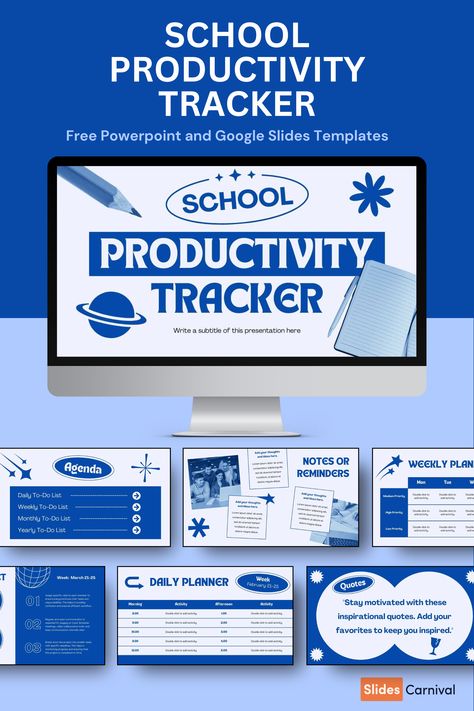 Calling all teachers! Elevate your classroom efficiency with this bold, modern presentation template. Perfect for tracking student progress, organizing lesson plans, and streamlining your workflow, this blue and grey slideshow template is designed to keep you on top of your game. Simplify your teaching life and make every school day more productive with this easy-to-use tool. School Tracker, School Productivity, Canva Presentation Template, Productivity Tracker, Tracking Student Progress, Slideshow Template, Canva Presentation, Modern School, Tracker Free