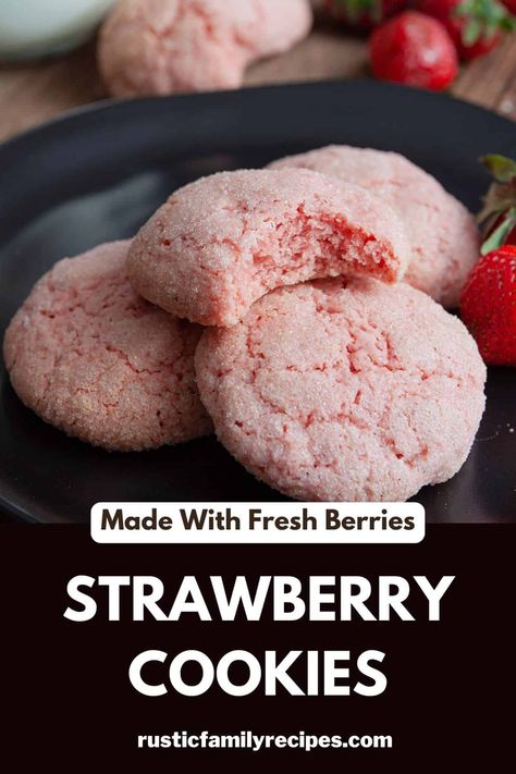 These strawberry sugar cookies are made with fresh berries and bursting with flavor. An easy cookie recipe for soft and chewy pink cookies! Strawberry Sugar Cookie Recipe, Strawberry Sugar Cookie, Pink Sugar Cookies, Cooking Therapy, Cookies Monster, Strawberry Crunch Cake, Strawberry Sugar Cookies, Strawberry Things, Easy Cookie Recipe