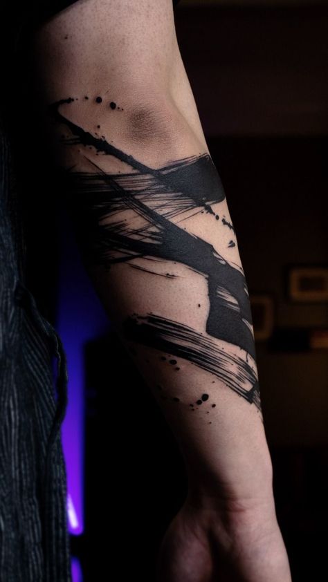 Paint Strokes Tattoo, Abstract Brush Tattoo, Abstract Brush Strokes Tattoo, Brushwork Tattoo, Abstract Blackwork Tattoo, Brush Strokes Tattoo, Paint Brush Tattoo, Brushstroke Tattoo, Paintbrush Tattoo