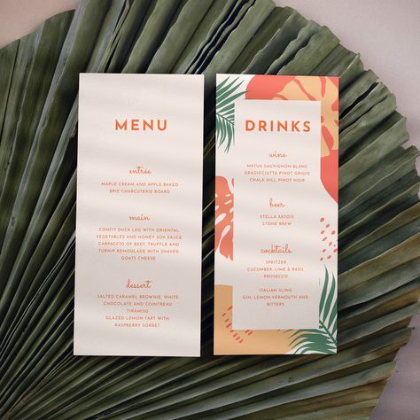 Beautiful Menu Design, Resort Menu Design, Fancy Menu Design, Summer Menu Design, Drink Menu Design Ideas, Drinks Menu Design, Boho Menu Design, Summer Drinks Menu Design, Beach Bar Menu Design Ideas