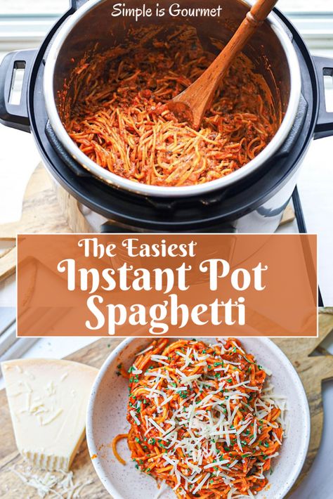 Instantpot Spaghetti, Spaghetti Instant Pot Recipes, Instapot Spaghetti Sauce Recipes, Pasta In The Instant Pot, Instant Spaghetti, Ip Spaghetti, Spaghetti Recipes Instant Pot, Instant Pot Noodles, Spaghetti Instant Pot