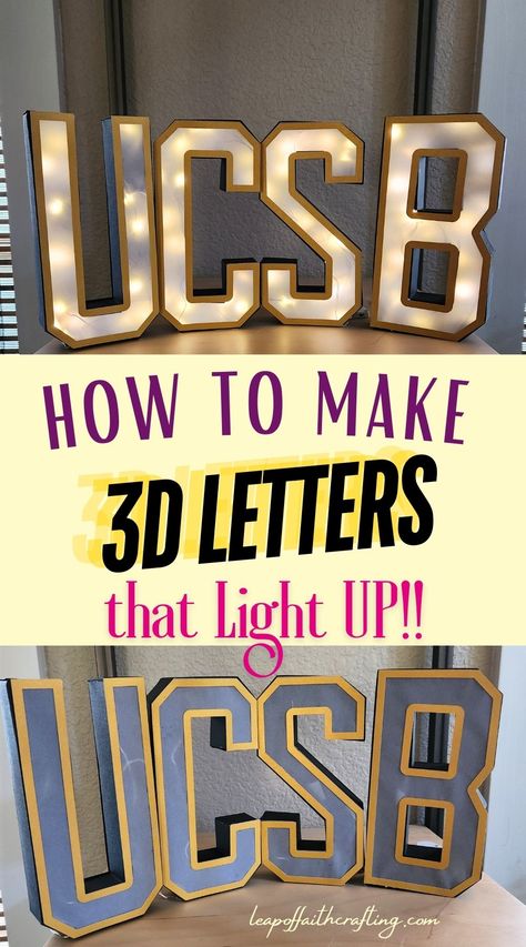 Learn how to make 3d letters with a Cricut machine that light up! Use any letters or monogram to make DIY decor or party decorations or you can also use the files to make shaker 3d box letters or numbers. One 3d Letters Diy, Light Letters Diy, Ancient History Projects, 3d Letters Diy, Large Metal Letters, Box Letters, How To Make Letters, Light Up Box, Alphabet Lighting