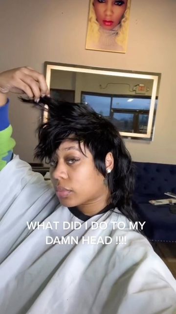 CURLS REPUBLIC® on Instagram: "But it’s cuteee! 😍 🎥: @differeentt_ #newhairstyle #mullet #curlsrepublic #hairstyleideas #hairideas" Mullets Black Women, Black Woman Mullet Hair, Mullet Hairstyle On Black Women, Teyana Taylor Mullet Hairstyle, Mullet Hairstyles Black Women, Quickweave Mullet, Mullet Hairstyle Women Black Woman, Mullet Weave, Mullet Wig Black Woman