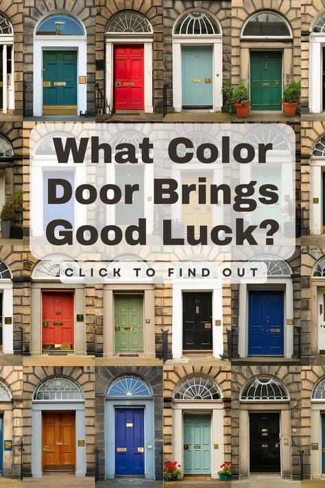 Feng Shui Recommended Front Door Colors For Good Luck - Shop The Style Door Color Meanings, Forest Green Front Door Exterior Colors, Front Door Ideas Colour, Colour Front Door Entrance, Best Front Door Color Beige House, Best Front Door Colors For Cream House, Best Exterior Door Colors, Multi Colored Front Door, Good Luck Colors