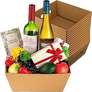 Baskets For Gifts, Empty Gift Baskets, Christmas Cardboard, Wine Gift Basket, Gift Tray, Food Gift Baskets, Fruit Wine, Wine Gift Baskets, Basket With Handles