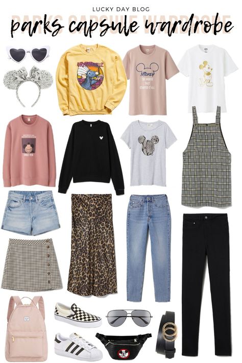 Parks Capsule Wardrobe | Lucky Day Plus Size Disney Outfits, Disneyland Outfit Spring, March Outfits, Disney Trip Surprise, Disney Minimalist, Plus Size Disney, Theme Park Outfits, Florida Outfits, Disney World Outfits