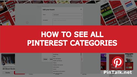 Pinterest Categories Everything List - How to See All Pinterest Catogories Pinterest Categories, Pinterest Tutorial, Pinterest Tutorials, Pinterest Help, Pinterest Video, Pinterest App, Pinterest Seo, Social Media Infographic, Wedding Site