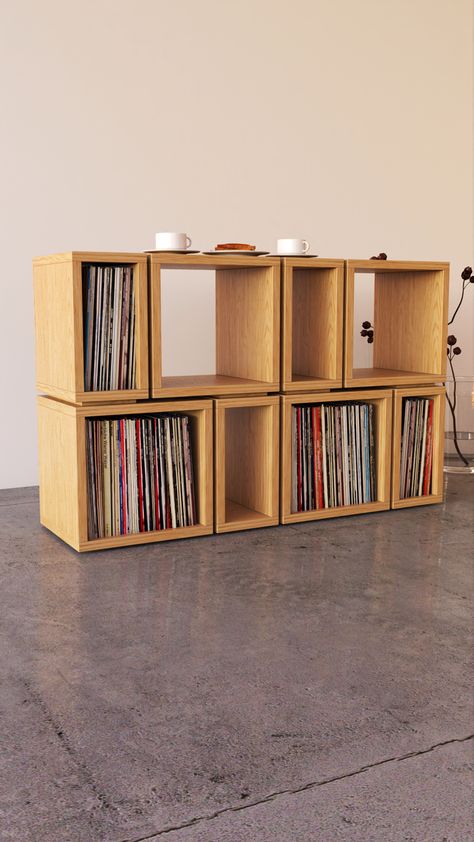 Archer Furniture Records Storage, Dieter Rams Design, Plywood Design, Dieter Rams, Bed Shelves, Vinyl Record Storage, Modular Shelving, Vinyl Storage, Record Storage