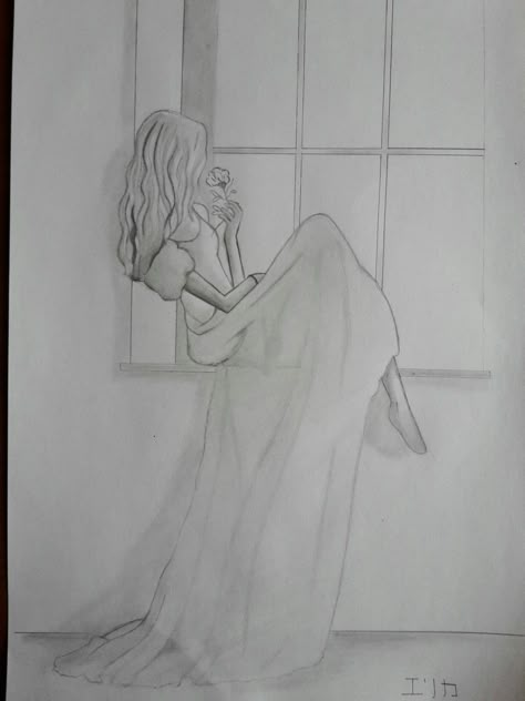 Farjana Drawing, Window Sketch, Mini Drawing, Tracing Art, Pencil Sketch Images, Girl Drawing Sketches, Cool Pencil Drawings, Meaningful Drawings, Art Sketches Pencil