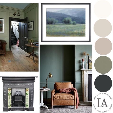 Online Mood Board, Pewter Green, Moody Living Room, Green Branding, Colour Psychology, Green Lounge, Green Inspiration, Branding Mood Board, A Match Made In Heaven