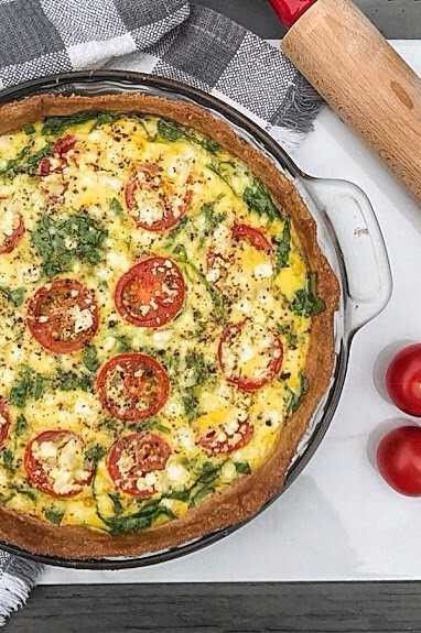 Tomato, Spinach & Feta Quiche | Nellie’s Free Range Eggs Mediterranean Quiche Recipes, Spinach Feta Quiche, Quiche Recipes Crustless, Feta Quiche, Tomato Quiche, Spinach Quiche Recipes, Spinach Breakfast, Free Range Eggs, Tomato Spinach