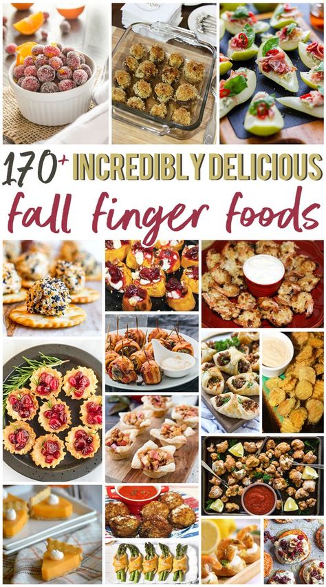 Thanksgiving is next week and I have got the ultimate fall finger foods roundup to share with you! Every appetizer you could ever want is on this list of over 170 recipes! Fall Finger Foods, Halloween Finger, Finger Food Recipes, Thanksgiving Appetizer Recipes, Fall Appetizers, Appetizers Easy Finger Food, Finger Foods Easy, Party Finger Foods, Thanksgiving Appetizers