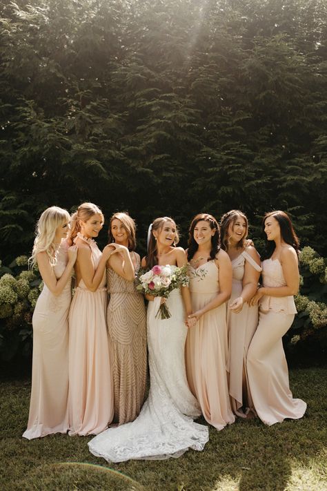 Mix And Match Blush Bridesmaid Dresses, Neutral Mix Bridesmaid Dresses, Mix Match Neutral Bridesmaid Dresses, Mix And Match Neutral Bridesmaid Dresses, Not Matching Bridesmaid Dresses, Mix And Match Bridesmaid Dresses Summer, Nude Theme Wedding, Outdoor Wedding Bridesmaid Dresses, Nude Wedding Theme