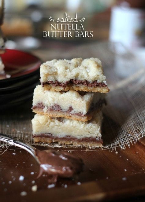 Nutella Bars, Nutella Bar, Bars Cookies, Cookies And Cups, Butter Bars, Nutella Recipes, Buttery Cookies, Bar Cookies, Fun Recipes